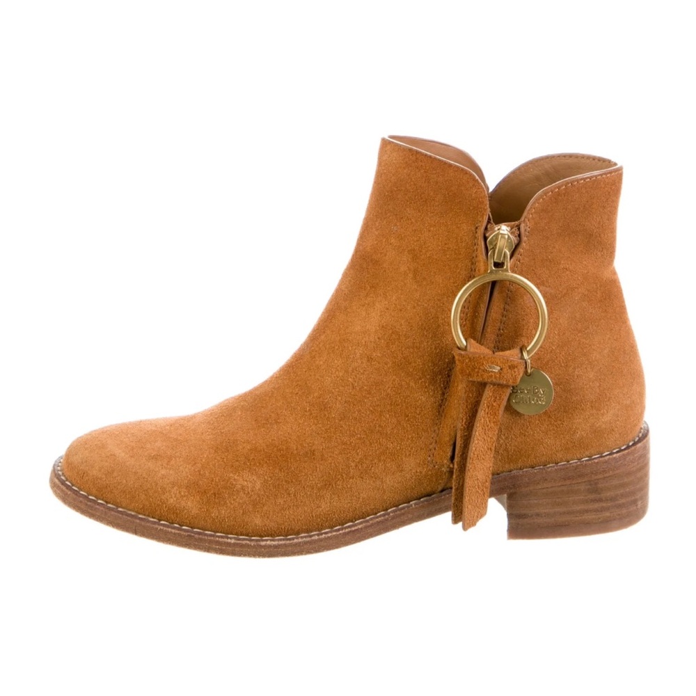 SEE BY CHLOE BROWN SUEDE ANKLE BOOTS SIZE 35 fits 4.5-5